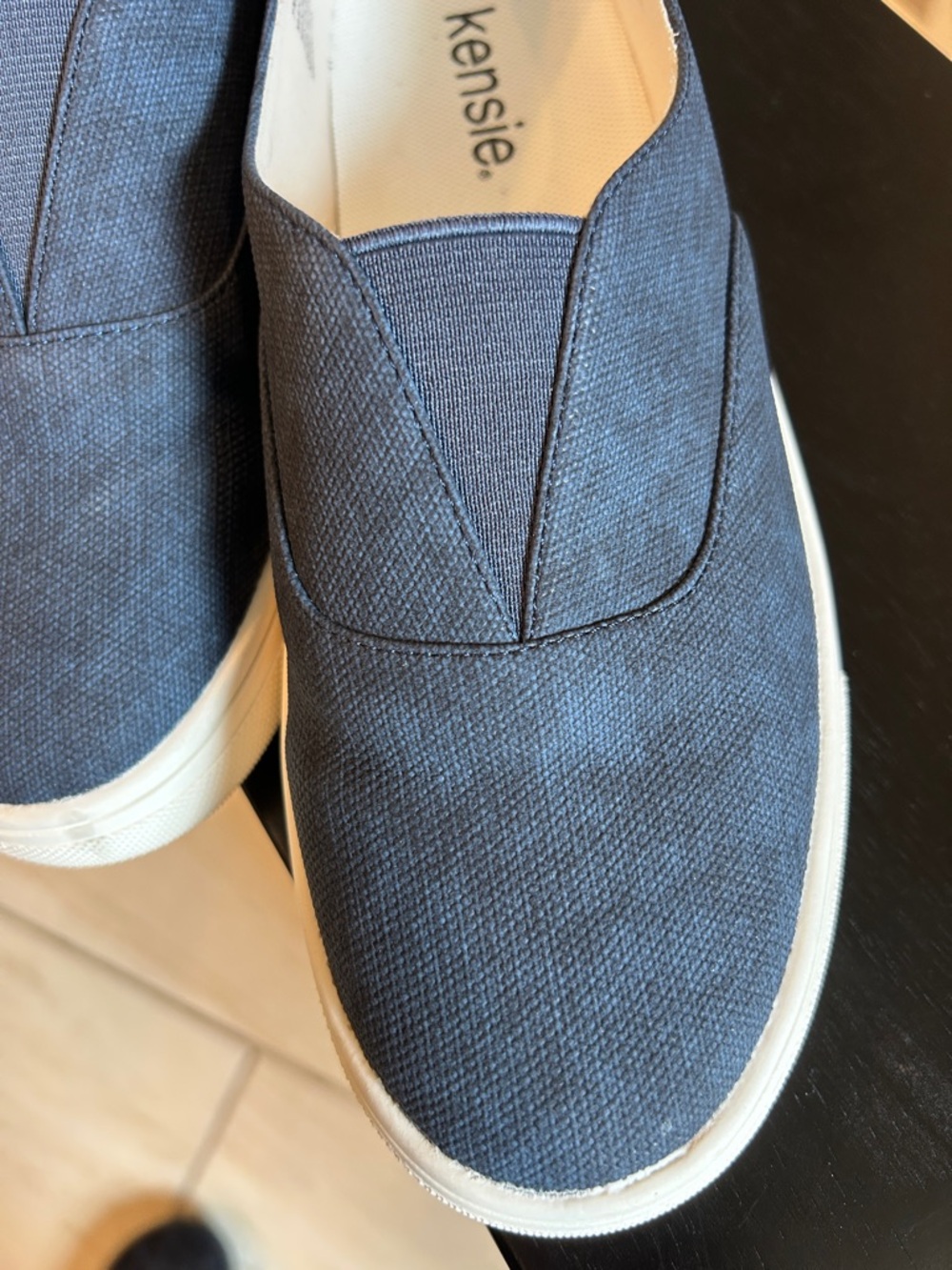 Kensie women’s Navy Canvas Slip-On Sneakers - Picture 2 of 4